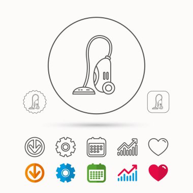 Elektrikli süpürge simgesi. Ev işi aygıt işareti.