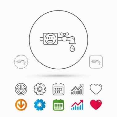 Su sayaç simgesi. Damla işaretiyle boru.