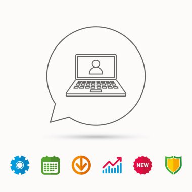 Webinar simgesi. Sohbet video işareti.