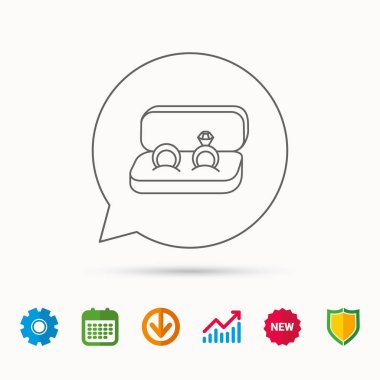 Alyans simgesi. Takı ile elmas işaret.