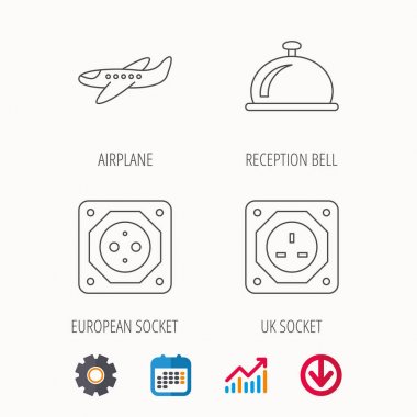 Hava-uçak, Avrupa soket ve Resepsiyon simgeler çan.