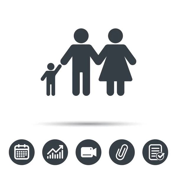 Rodinné ikona. Otec, matka a dítě podepsat. — Stockový vektor