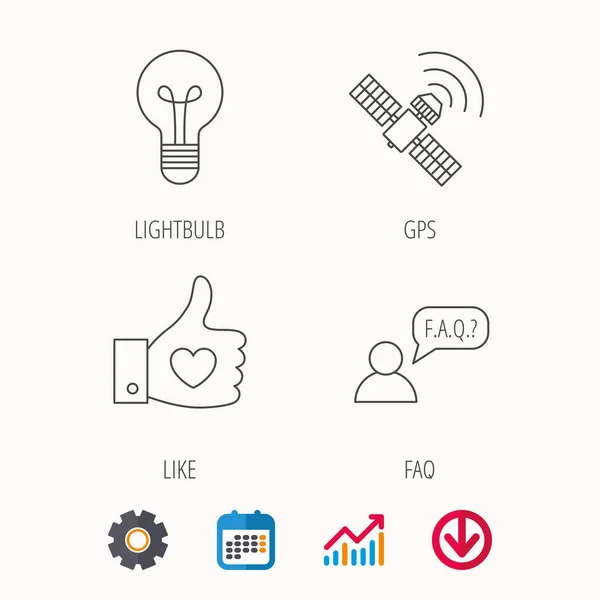 GPS, question and lightbulb icons. — Stock Vector