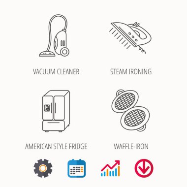 Elektrikli süpürge, buhar Ütü ve tost makinesi-simgeleri.