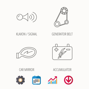 Akümülatör, klakson sinyal ve jeneratör kemer.