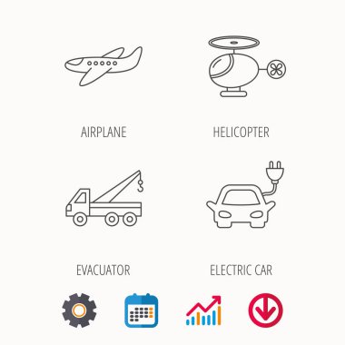 Elektrikli Araba, uçak ve helikopter işaretleri.