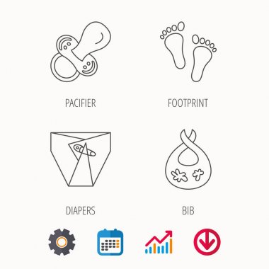 Emzik, çocuk bezi ve ayak izi simgeleri.