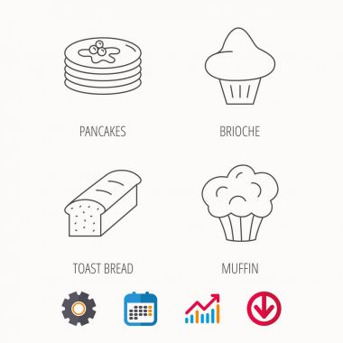 Krep, börek çörek ve tost simgeler ekmek.