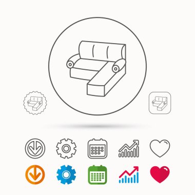 Köşe kanepe simgesi. Rahat kanepenin işareti.