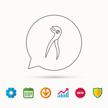 Diş pense simgesi. Dişçi forseps aracı.