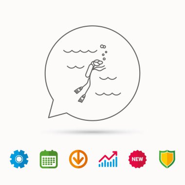 Dalış simgesi. Sualtı tüp işaretiyle Yüzme.