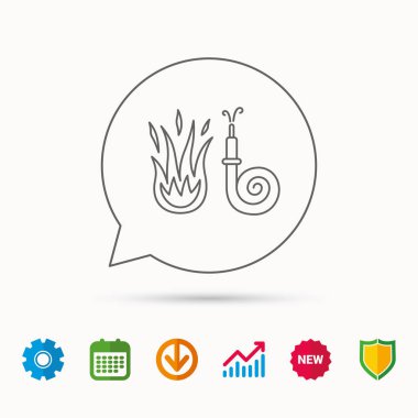 Yangın hortum reel simgesi. İşareti itfaiye istasyonu.