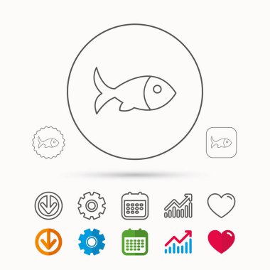 Balık simgesi. Deniz ürünleri işareti. Vejetaryen yiyecekler sembolü.