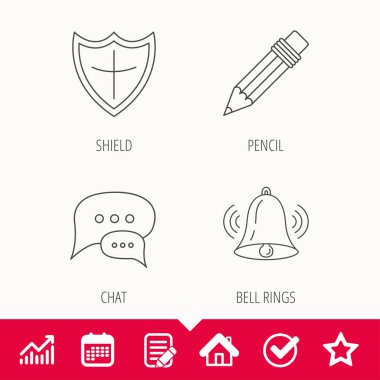 Sohbet, kalem ve Koruma Kalkanı simgeleri.