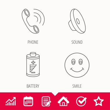 Telefon görüşmesi, pil ve ses simgelerini.