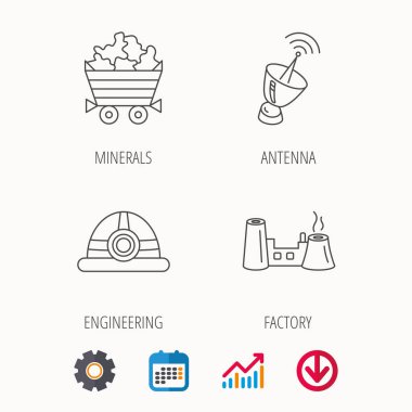 Anten, mineraller ve mühendislik dümen simgeleri.