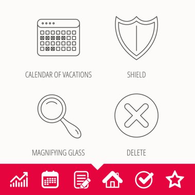 Takvim, Büyüteç ve Sil simgeler.