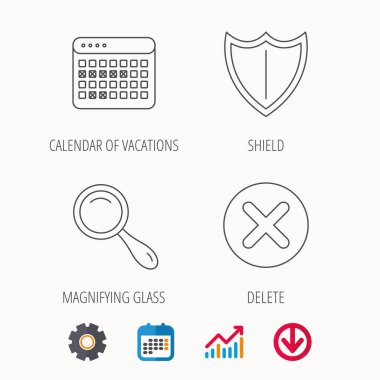 Takvim, Büyüteç ve Sil simgeler.