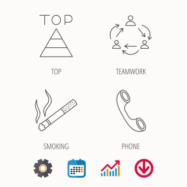 Ekip çalışması, Sigara ve telefon simgeleri.