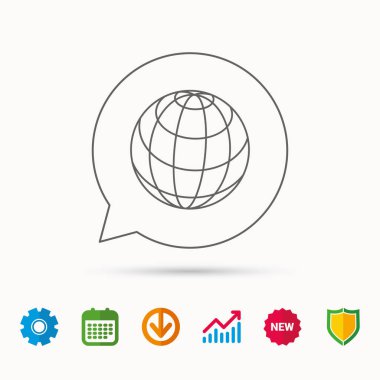 Küre simgesi. Dünya seyahat işareti.