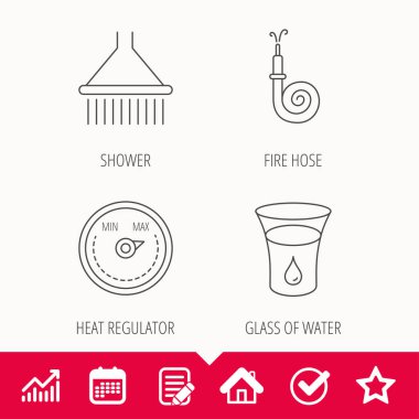 Duş Hortum yangın ve regülatör simgeler ısı.