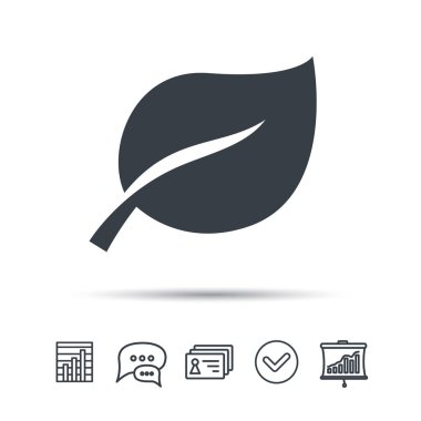 Yaprak simgesi. Taze organik ürün işareti.