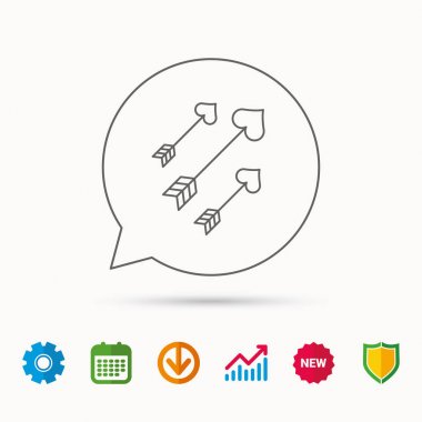 Aşk okları simge. Amour ekipman işareti.