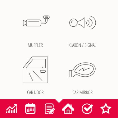 Arabanın kapısını, susturucu ve klakson sinyal simgeleri.