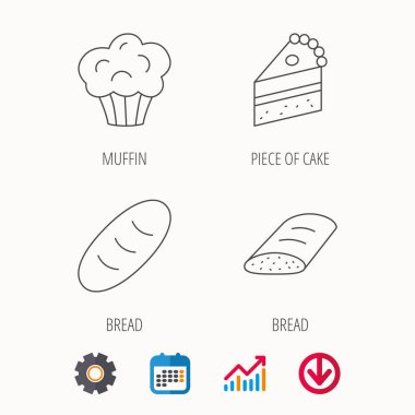 Tatlı kek, kek ve ekmek simgeleri.