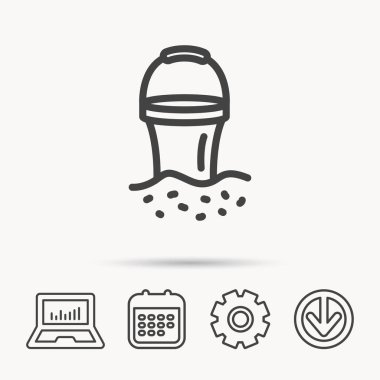 Kova simgesi. Çöp kutusu işareti. Bahçe ekipmanları.