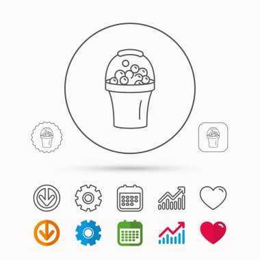 Köpük simgesiyle kova. Sabunlu temizlik işareti.