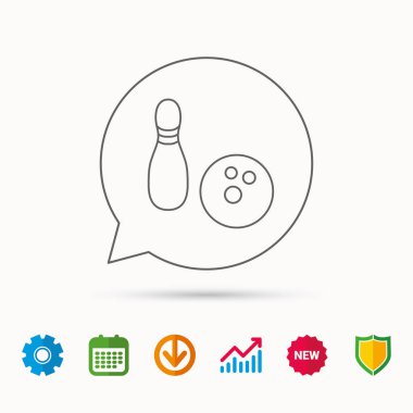 Bowling simgesi. Skittle veya PIN topu işareti ile.