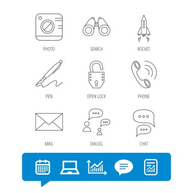 Fotoğraf, başlangıç roket ve arama simgeleri.