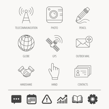 El sıkışma, kişiler ve gps uydu simgeleri.