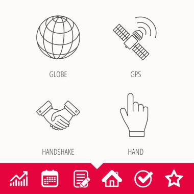 El sıkışma, Küre ve gps uydu simgeleri.