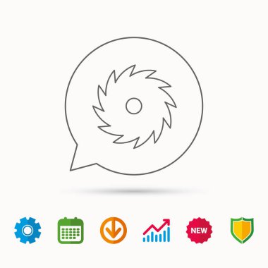 Daire testere simgesi. Kesme disk işareti.