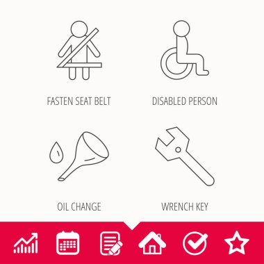 Anahtar, yağ değişimi anahtarı ve emniyet kemeri tutturmak.