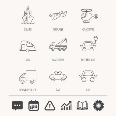 Ulaşım simgeler. Araba, gemi ve kamyon işaretleri.