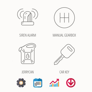 Manuel şanzıman, bidon ve araba tuþu simgeleri.