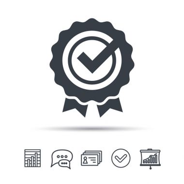 Ödül madalya simgesi. Onay işareti ile kazanan amblemi.