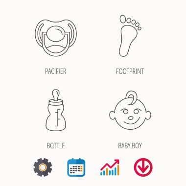 Emzik, bebek çocuk ve şişe simgeleri.