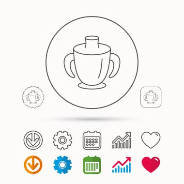 Yürümeye başlayan çocuk emzik Kupası simgesi. Bebek kupa işareti.