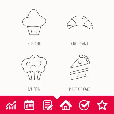 Kruvasan, börek ve çok kolay simgeleri.