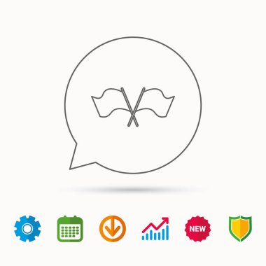 Çapraz dalgalanan bayrak simgesi. Konum işaretçisi.