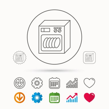 Bulaşık makinesi simgesi. Mutfak aletleri işareti.