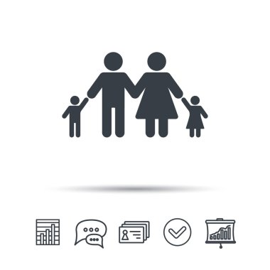 Aile simgesi. Baba, anne ve çocuk işareti.