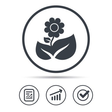 Çiçek simgesi. Çiçekçi bitki yaprağı işareti ile.