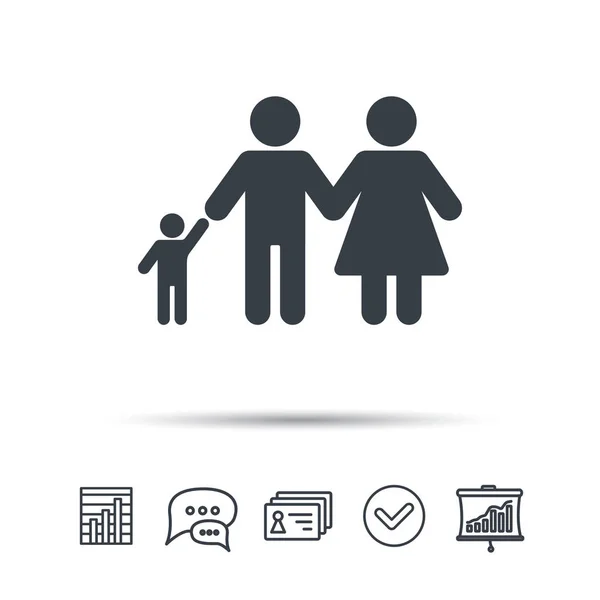 Икона семьи. Отец, мать и ребенок знак . — стоковый вектор