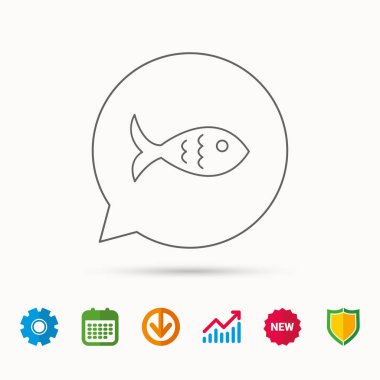 Balık simgesi. Deniz ürünleri işareti. Vejetaryen yiyecekler sembolü.