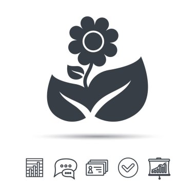 Çiçek simgesi. Çiçekçi bitki yaprağı işareti ile.